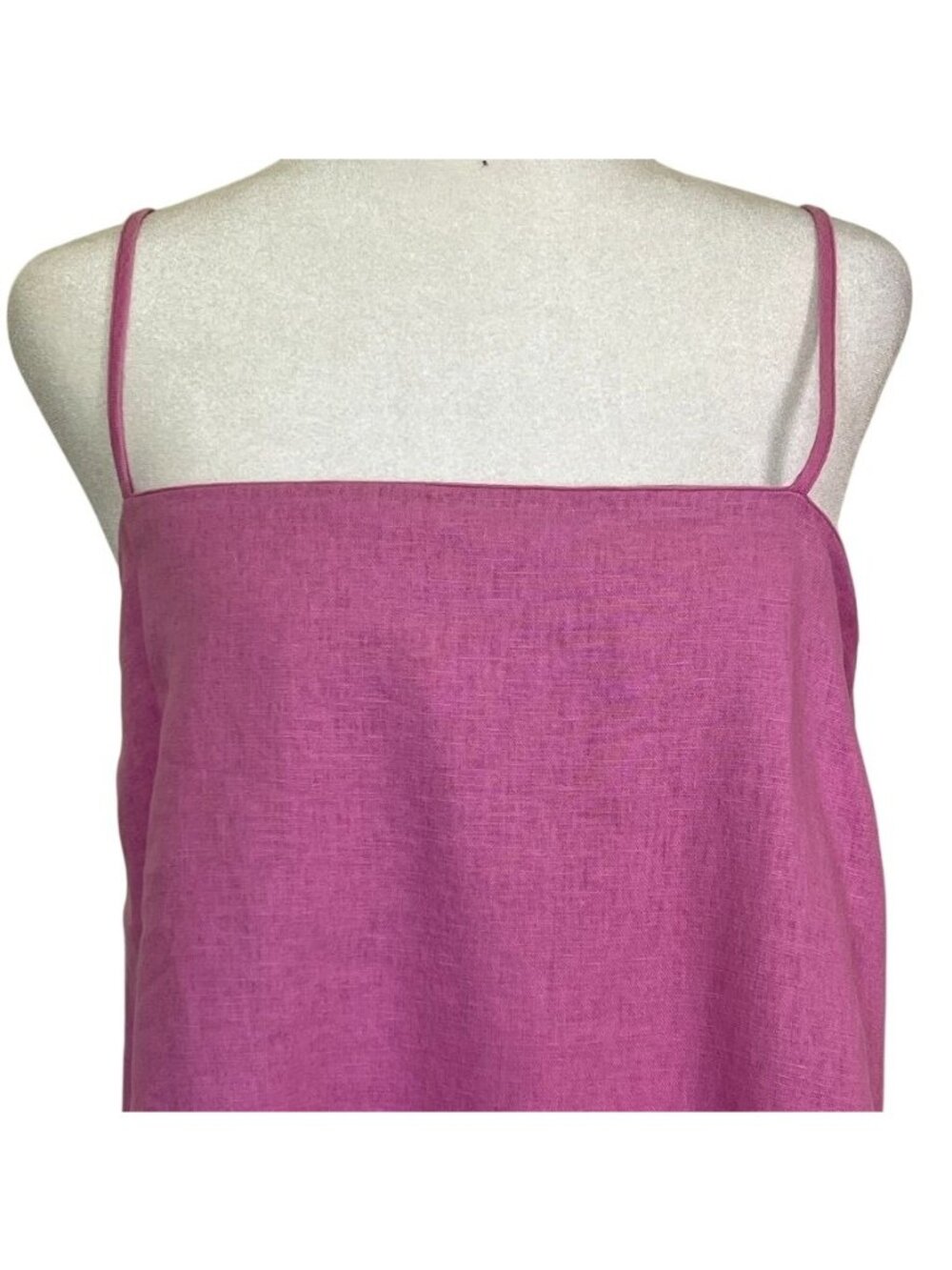 A New Day Pink Linen Mini Trapeze Slip Dress Women Sz L Square Neck Shift Sundre - Picture 2 of 10